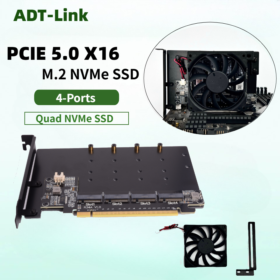 R34A PCIe 5.0 x16 zu 4-Port M. – Quad M.2 Nvme Pcie Bifurcation Card Bewertung und Preis